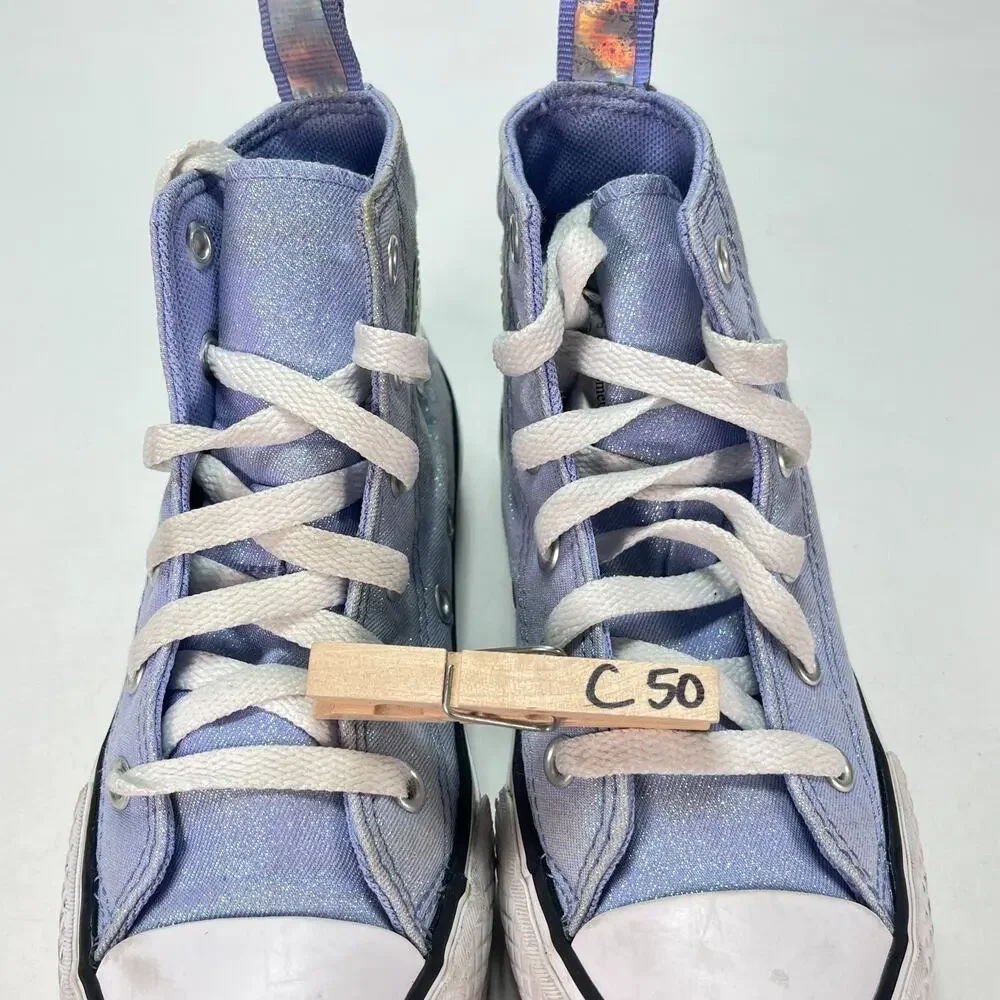 Converse Chuck Taylor All Star Shiny Tile Blue High Top Sneakers A03619F Kids 13